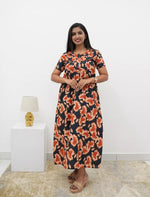 Floral Print Cotton Daily Wear Pleated Nighty with Front Zip | Mangai Nighties