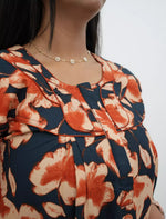 Floral Print Cotton Daily Wear Pleated Nighty with Front Zip | Mangai Nighties