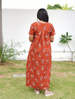 Elegant Floral Cotton Daily wear Nighty with Front Zip | Mangai Nighties