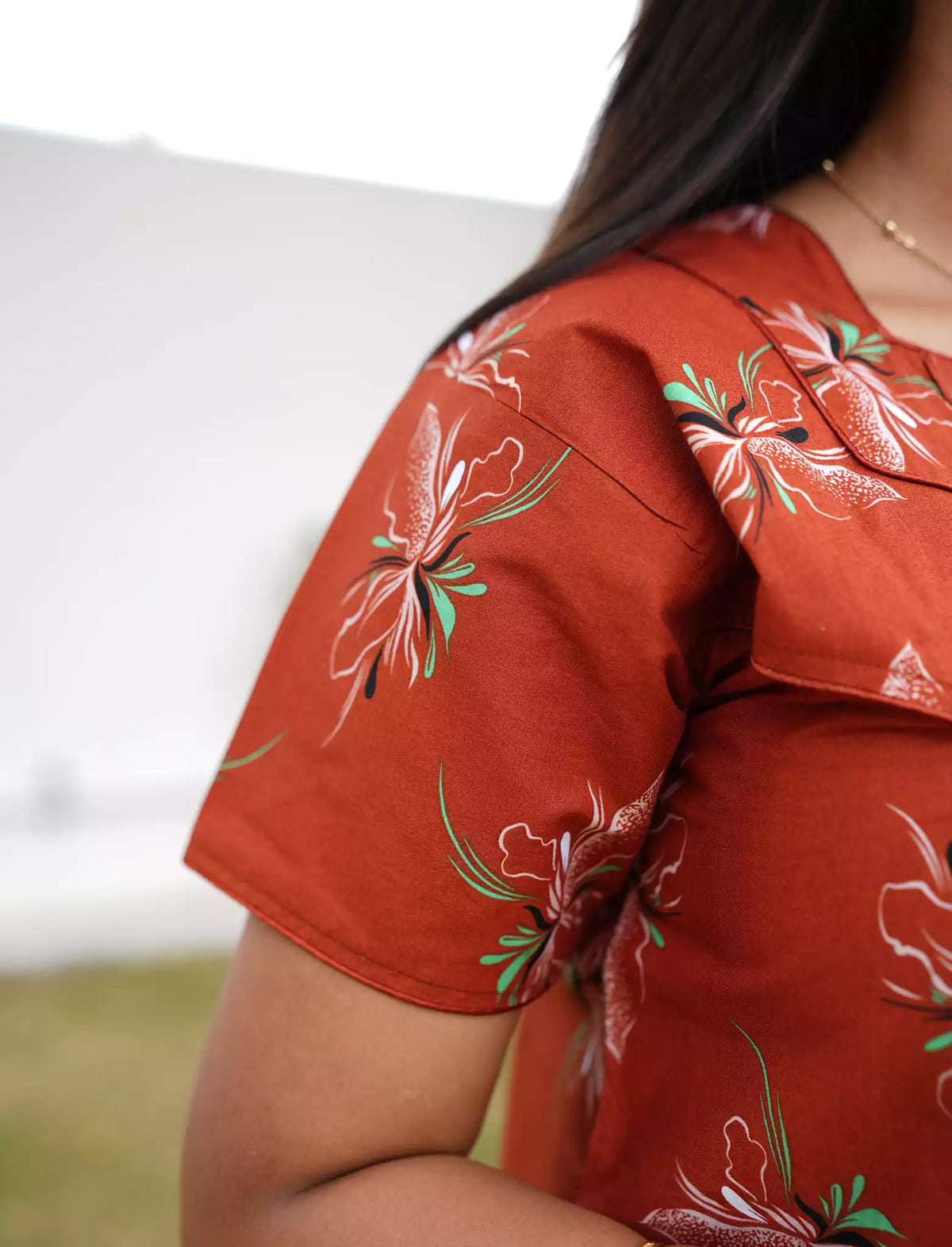 Elegant Floral Cotton Daily wear Nighty with Front Zip | Mangai Nighties