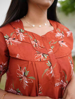 Elegant Floral Cotton Daily wear Nighty with Front Zip | Mangai Nighties