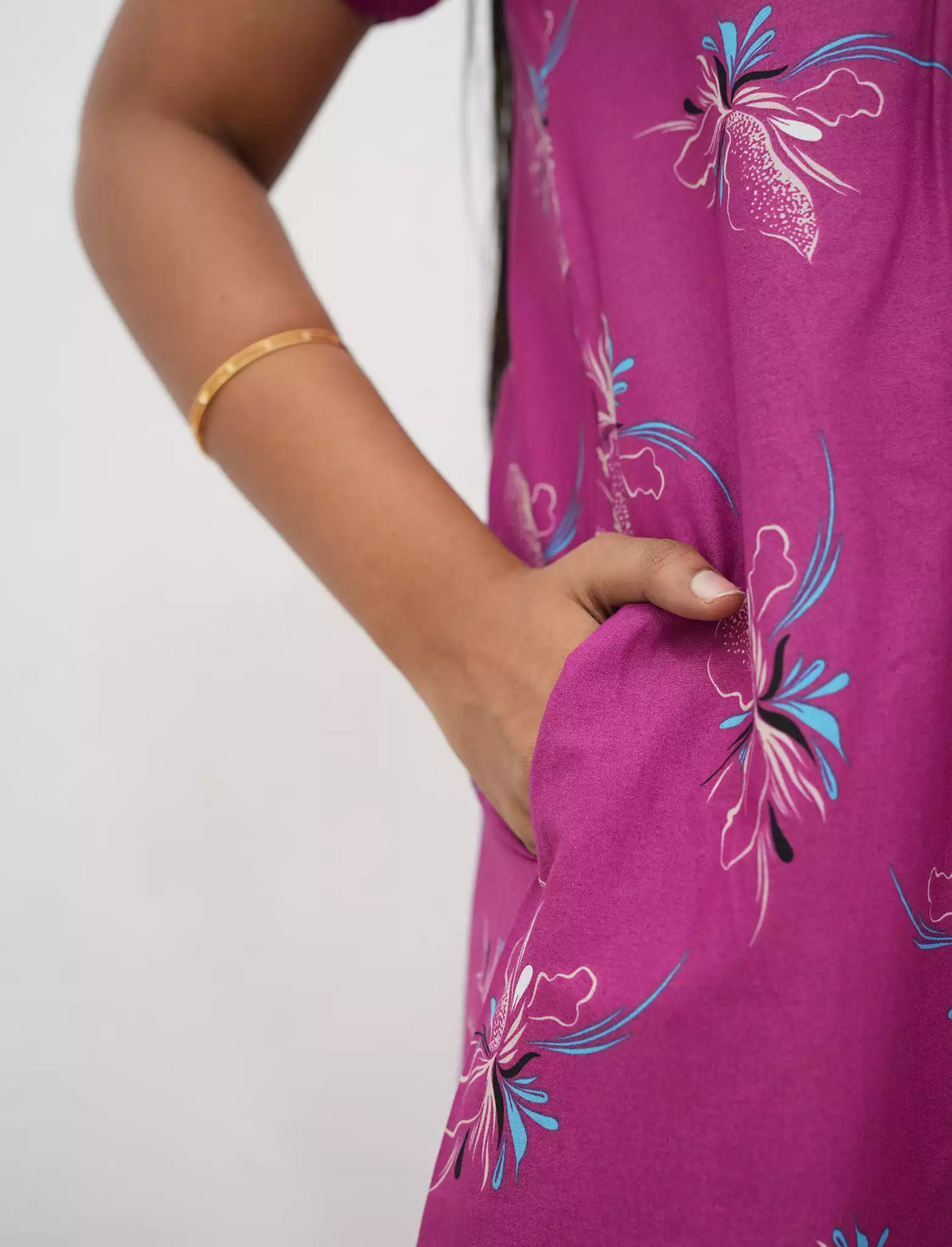 Elegant Floral Cotton Daily wear Nighty with Front Zip | Mangai Nighties