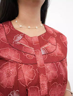 Cotton Floral Printed Front Zipper Nighty with Pocket | Mangai Nighties