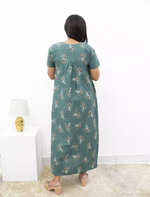 Elegant Floral Cotton Daily wear Nighty with Front Zip | Mangai Nighties