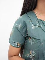 Elegant Floral Cotton Daily wear Nighty with Front Zip | Mangai Nighties