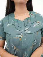 Elegant Floral Cotton Daily wear Nighty with Front Zip | Mangai Nighties