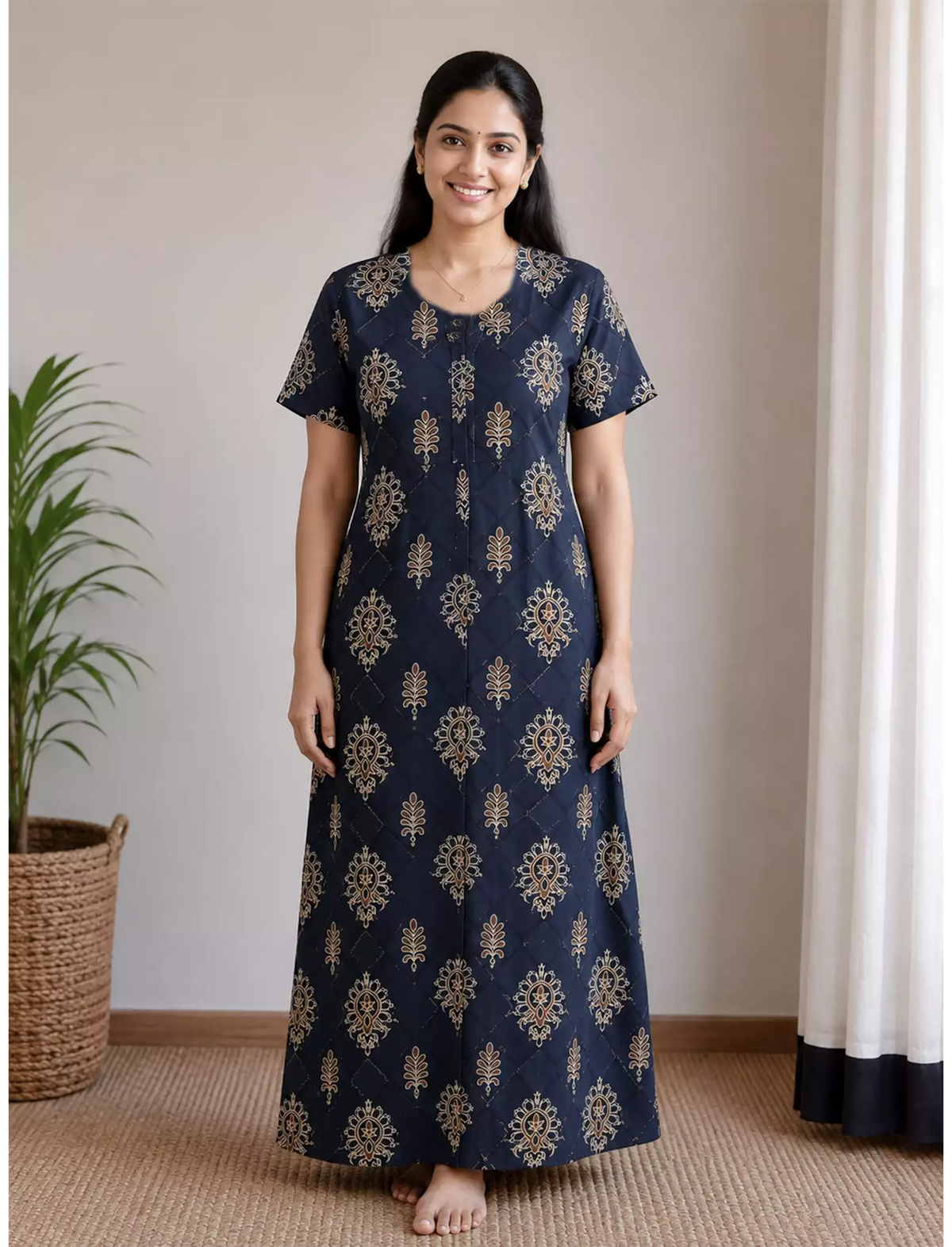 MANGAI Premium Cotton Printed Pleated Model Half Sleeve 5XL Size Shrinkage Free Nighties