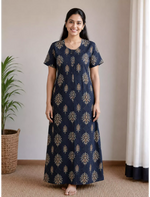 MANGAI Premium Cotton Printed Pleated Model Half Sleeve 5XL Size Shrinkage Free Nighties