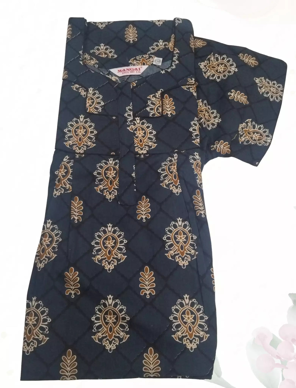 MANGAI Premium Cotton Printed Pleated Model Half Sleeve 5XL Size Shrinkage Free Nighties