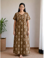 MANGAI Premium Cotton Printed Pleated Model Half Sleeve 5XL Size Shrinkage Free Nighties