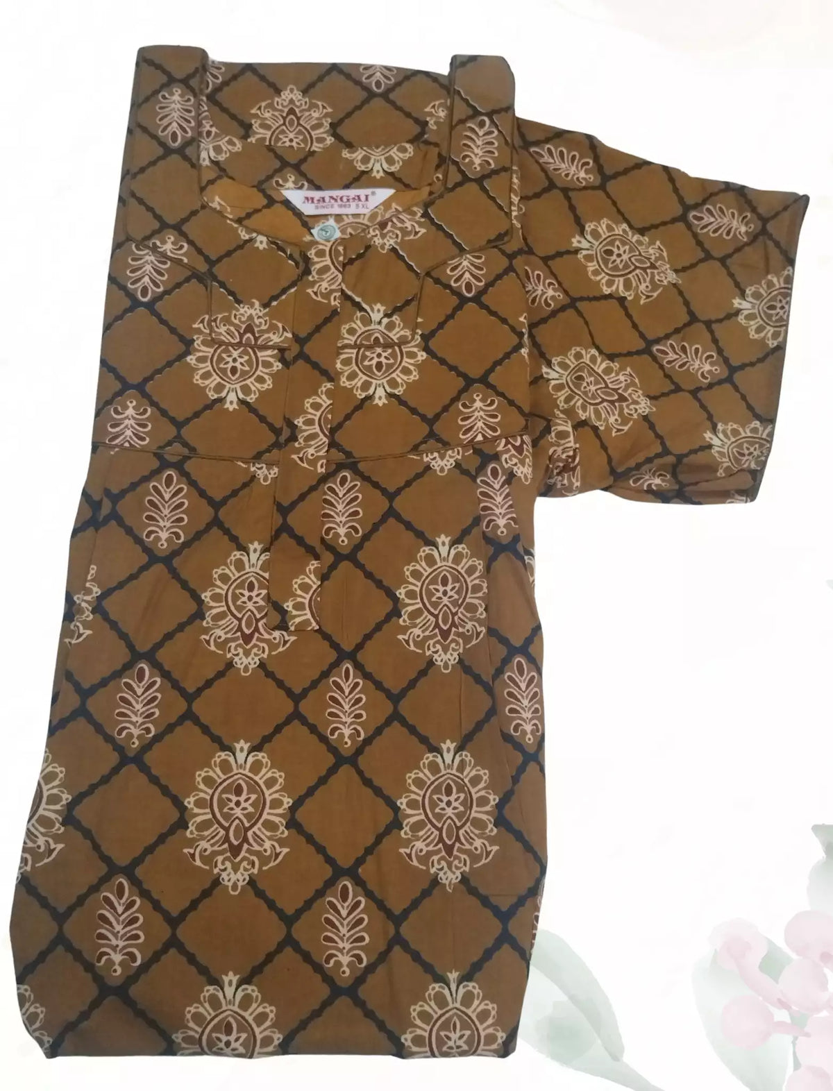MANGAI Premium Cotton Printed Pleated Model Half Sleeve 5XL Size Shrinkage Free Nighties