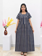 MANGAI Premium Cotton 60Inch Nighties - Fancy Neck | With Side Pocket | Shrinkage Free Nighties | Stylish Collection's for Trendy Women's - (60IN-FFN)