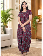 Women’s Cotton Nighties | Premium Quality | Regular Fit | All-Over Printed – Mangai Nighties