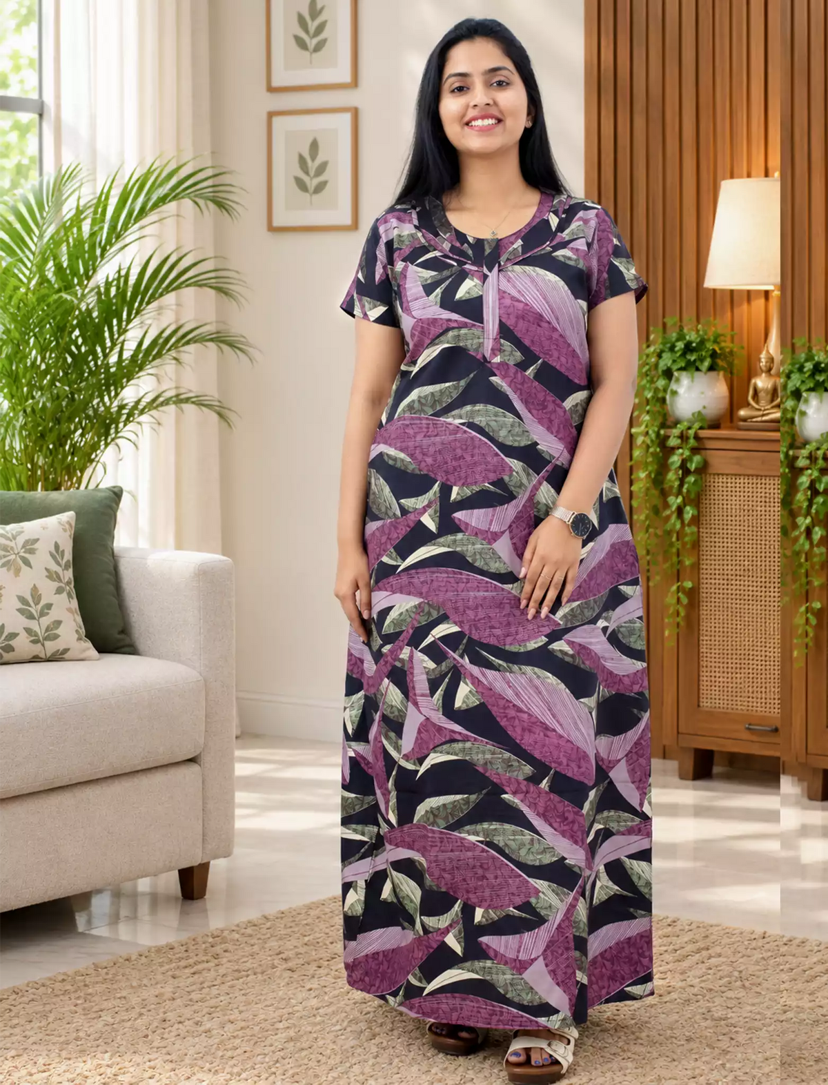 Mangai Cotton Nighties | Premium Quality All-Over Print | Everyday Comfort Fit