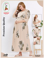 Cream Rayon Feeding Long Frock - Mangai Nighties