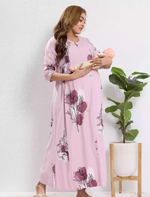 Rayon Feeding Maternity Long Frock - Mangai Nighties