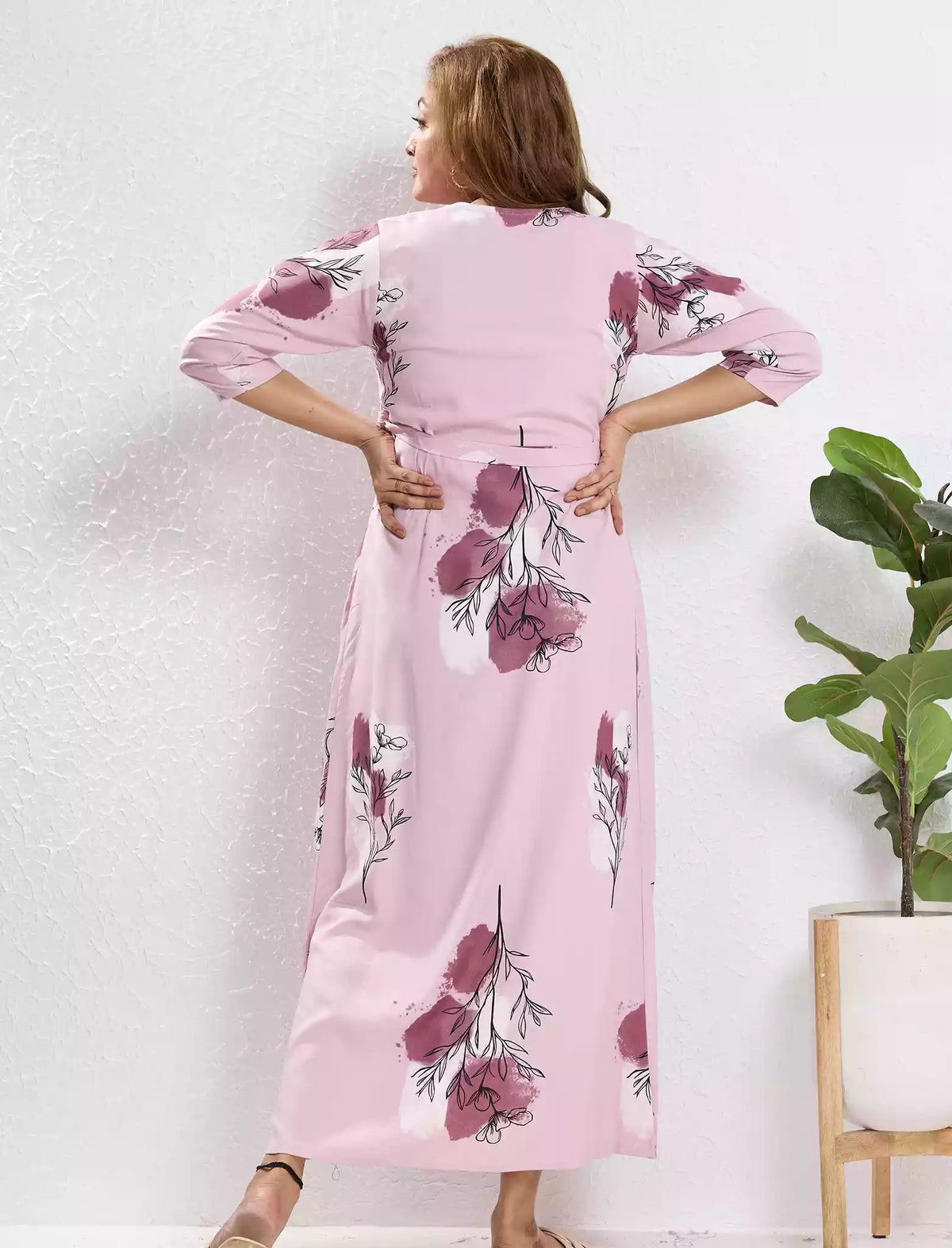 Rayon Maternity Feeding Long Frock Back View - Mangai Nighties