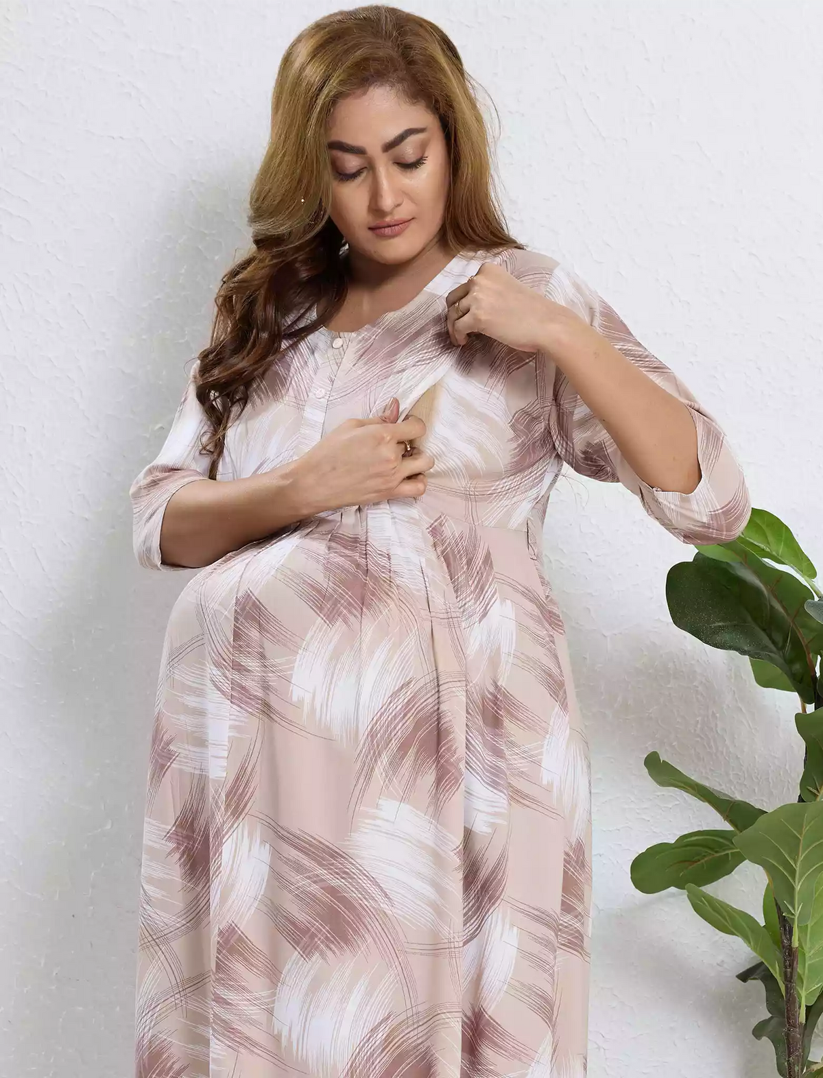 Rayon Maternity Wear Invisible Feeding Zip - Mangai Nighties