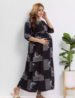 Black Rayon Feeding Nighty Front Zip - Mangai Nighties