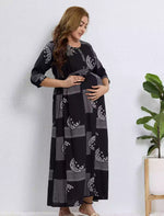 Long Sleeve Rayon Maternity Frock Perfect Pregnancy Wear - Mangai Nighties