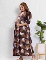 Brown Rayon Feeding Long Frock - Mangai Nighties