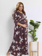 Coffee Brown Rayon Feeding Nighty Front Zip - Mangai Nighties