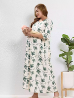 Cream Rayon Feeding Long Frock - Mangai Nighties