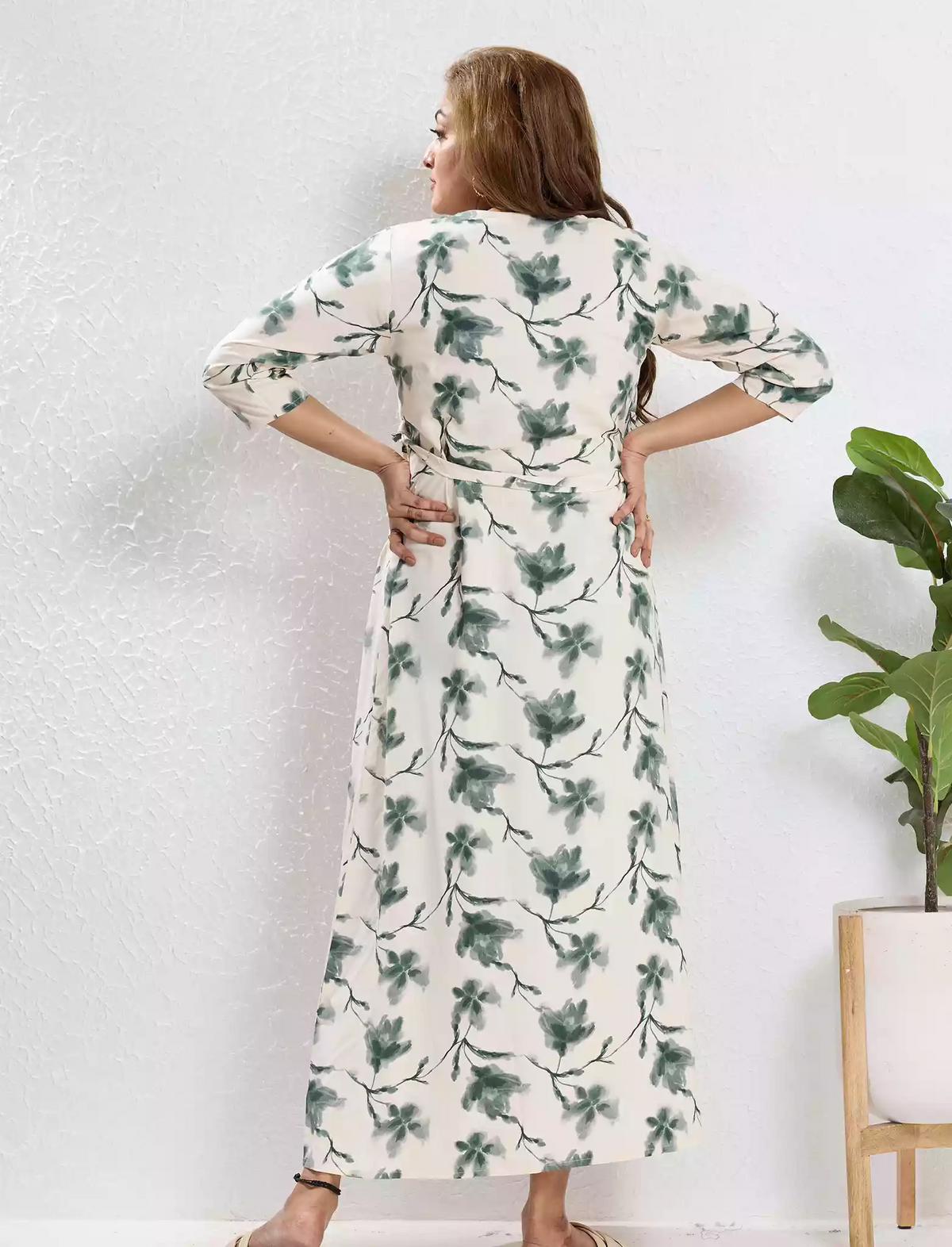 Rayon Maternity Feeding Long Frock Back View - Mangai Nighties