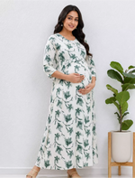 Green Rayon Feeding Nighty Front Zip - Mangai Nighties