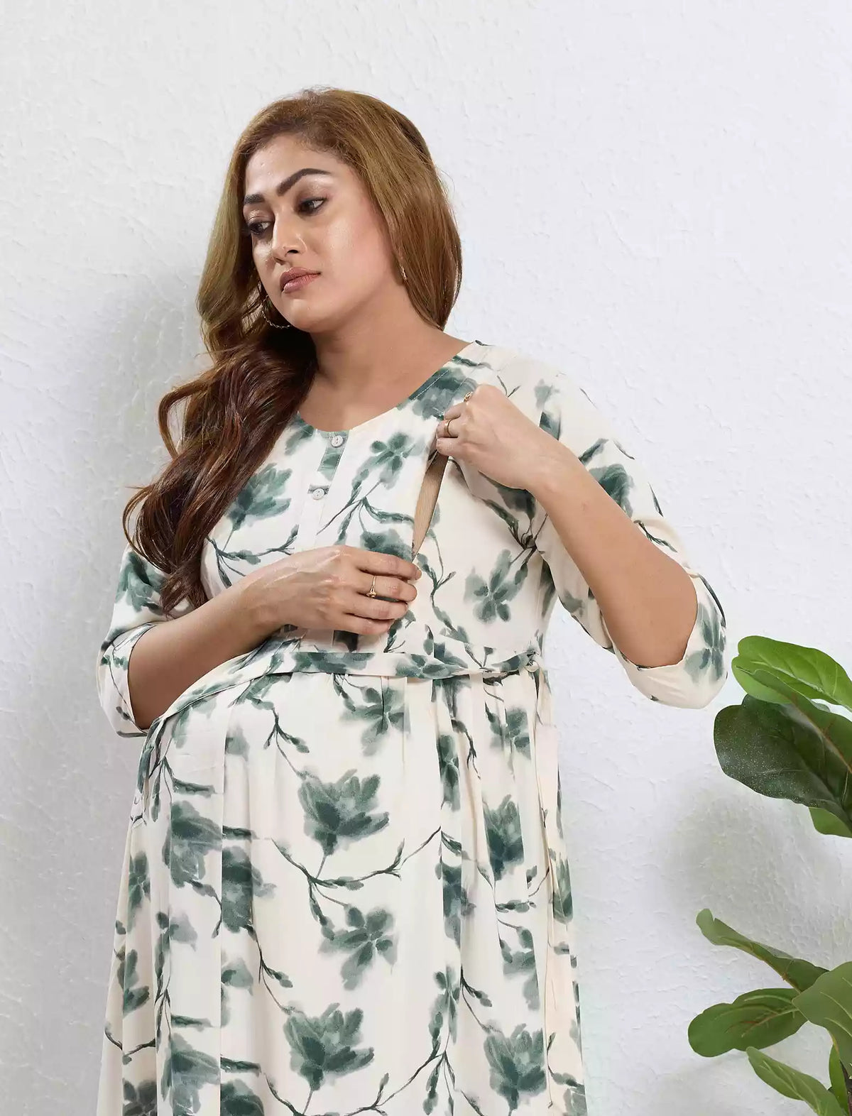 Rayon Maternity Wear Invisible Feeding Zip - Mangai Nighties