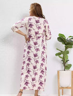 Rayon Maternity Feeding Long Frock Back View - Mangai Nighties