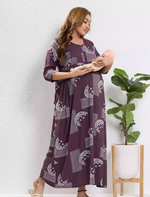 Rayon Feeding Maternity Long Frock - Mangai Nighties
