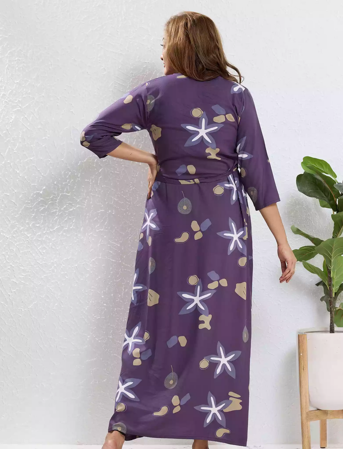 Rayon Maternity Feeding Long Frock Back View - Mangai Nighties