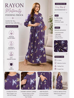 Rayon Feeding Maternity Long Frock - Mangai Nighties