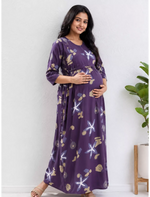 Violet Rayon Feeding Nighty Front Zip - Mangai Nighties