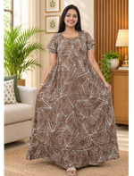Tropical Monstera Rayon Feeding Frock with Front Open Zipper- Mangai Nighties