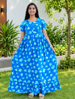 Rayon Front Open Zipper Feeding Layer Frock - Mangai Nighties