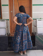 Alpine Geometric Floral Print 3-Layer Flutter Sleeve - Mangai Nighties