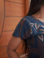 Alpine Geometric Floral Print 3-Layer Flutter Sleeve - Mangai Nighties