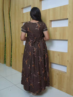 Alpine Floral Print Double Layer Sleeve Frock Style with Back Tie - Mangai Nighties