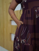 Alpine Geometric Floral Print 3-Layer Flutter Sleeve - Mangai Nighties
