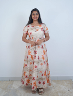 Rayon Floral Print 3 Layer Frock with Back Tie & Side Pocket | Mangai Nighties