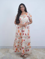 Rayon Floral Print 3 Layer Frock with Back Tie & Side Pocket | Mangai Nighties