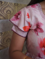 Rayon Floral Print 3 Layer Frock with Back Tie & Side Pocket | Mangai Nighties