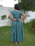 Alpine Floral Print 3-Layer Frock with Petal Sleeves - Mangai Nighties