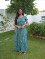 Alpine Floral Print 3-Layer Frock with Petal Sleeves - Mangai Nighties