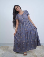 Alpine Floral Print 3-Layer Frock with Petal Sleeves - Mangai Nighties
