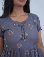 Alpine Floral Print 3-Layer Frock with Petal Sleeves - Mangai Nighties