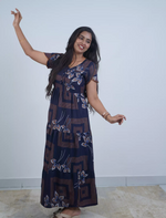 Alpine Geometric Floral Print 3-Layer Flutter Sleeve - Mangai Nighties
