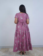 Alpine Floral Botanical Print 3-Layer Frock with Petal Sleeves - Mangai Nighties